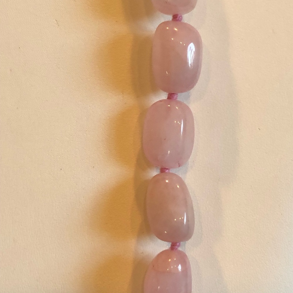 Organic Pink Rose Quartz Necklace sterling silver - Picture 2 of 7